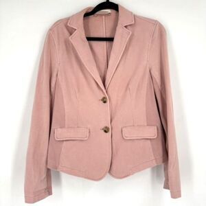 Oui Pink Stretch Knit Blazer Size 8, Medium 100% Cotton Mixed Media